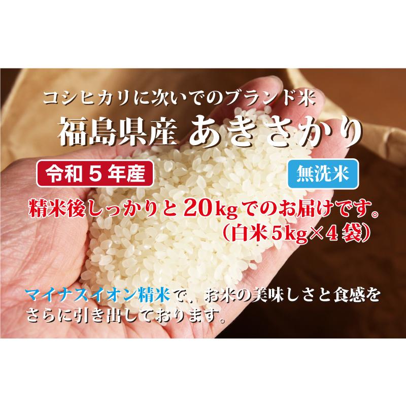 令和５年産 無洗米福井県産あきさかり20kg 単一原料米 白米 安い ５kg×4 ブランド米 送料無料