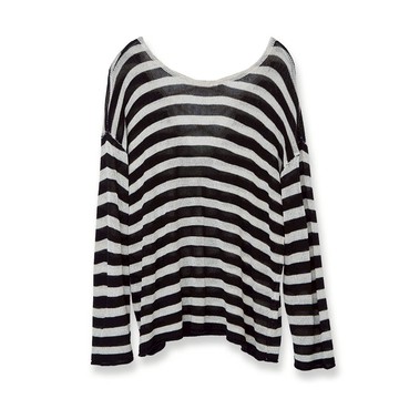 5th STREET｜女裝｜條紋後交叉設計針織上衣｜黑色