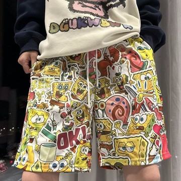🌞包包優選寶藏品🌟🌟海綿寶寶短褲男女夏季卡通派大星休閒居家睡褲海邊速乾透氣沙灘褲🌞