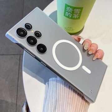 適用于三星S24Ultra手機殼 s23Ultra半透磨砂磁吸s24新款s22Ultra鏡頭全包s24+簡約男女款sanxing無邊框硬殼