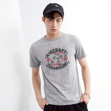 【ERSS】男裝 短袖 男生 t恤 短袖上衣 酷帥玩具飛機印花TEE-男  麻灰【K70343】