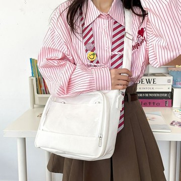 Bag House👜 日常小衆百搭簡約透明基礎痛包娃包大容量單肩斜挎透明吧唧女包