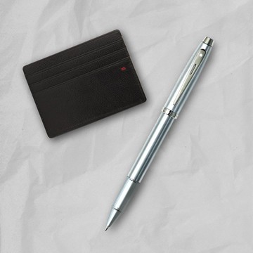 【SHEAFFER】100系列銀鋼珠筆+經典卡夾禮盒 免費刻字