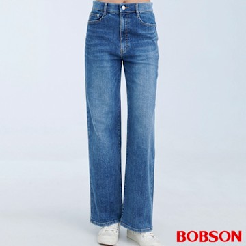 【BOBSON】女款AI體控寬直筒褲(8259-53)