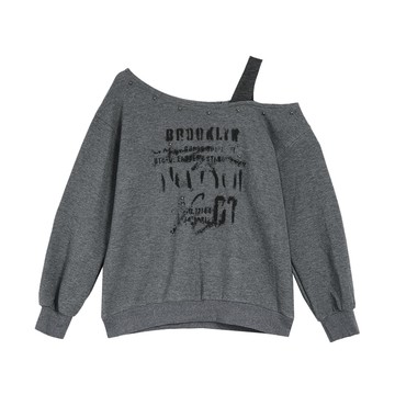 龐克風星星鉚釘斜肩上衣