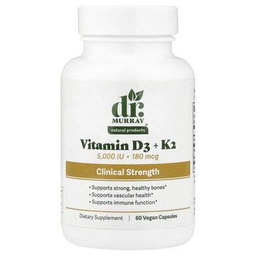 Dr. Murray's, Vitamin D3 + K2, 60 Vegan Capsules