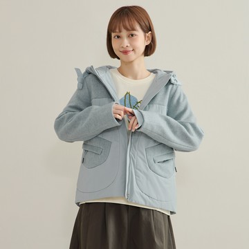 a la sha 阿財內裡毛料拼接鋪棉外套