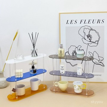 【輕奢展示架】亞克力化妝品置物架 💄 多層香水收納盒 | 浴室桌麵保養品收納 防塵透明設計 臺灣出貨 VOXV