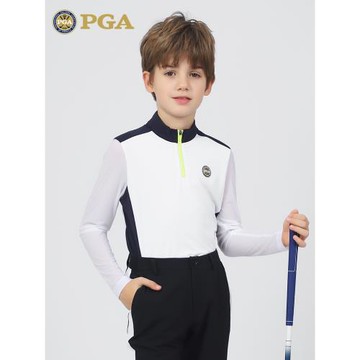 美國PGA 冰絲長袖兒童高爾夫服裝男童夏季防曬衣涼爽透氣高彈舒適