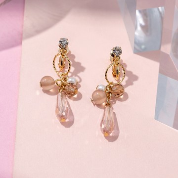 粉彩珍珠晶柱耳夾-B10361