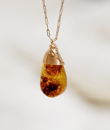 14K包金 GF 波羅的海琥珀鎖骨鍊 No.4 ( 14K GF Amber Necklace )