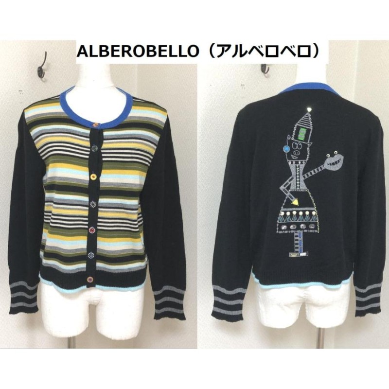 ALBEROBELLO（アルベロベロ） かわいいボタン ニットカーディガン 黒