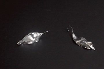 枯葉的季節 純銀手工耳環 可改夾