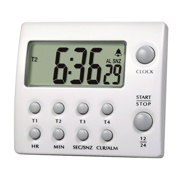 《DGS》電子計時器 四組式附時鐘 Timer