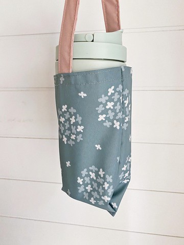 hairmo防潑水飲料手提袋-繡球花灰(冰壩杯/手搖/保溫瓶/大象杯)