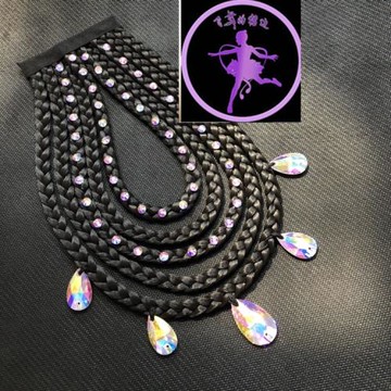 飛舞的裙邊民族舞劉海辮子假發頭飾國標舞拉丁舞演出比賽額前配飾