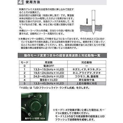 ソーラー充電式 害獣駆除機 動物撃退器 害獣撃退 ソーラー充電 猫撃退 猫退治 猫よけグッズ 糞被害 鳥害対策 猫除け 鳥除け 犬除け ネズミ