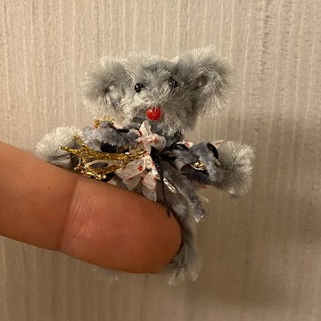 紅鼻小熊 5cm bear灰-毛根扭扭棒手作/娃娃寵物玩偶