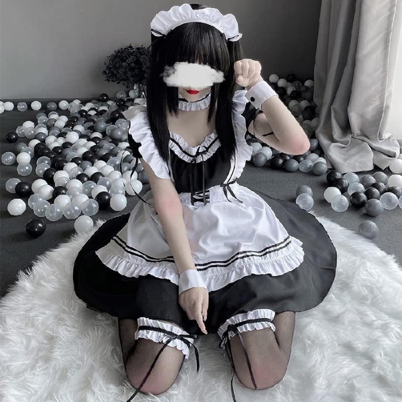 ❤️メイド服 コスプレ❤️ L 高品質 仮装 5点セット カチューシャ