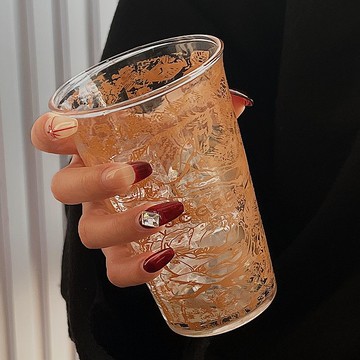 ins專用玻璃杯牛奶高顏值刻花果汁咖啡杯家用高級茶杯冷飲水小眾