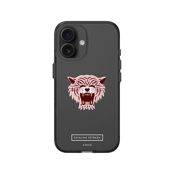 iPhone 16 Clear (相機按鈕) 酷墨灰 - Catalina Estrada - Pink Tiger Head