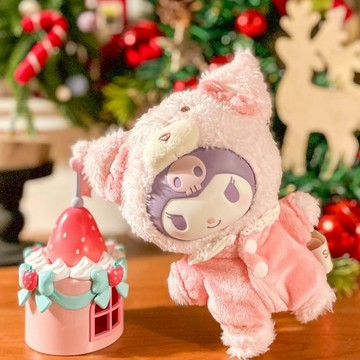 SANRIO 三麗鷗 酷洛米 粉色蜜桃莓莓 明盒 搪膠 毛絨 玩偶 庫洛米 可愛 公仔 掛件 擺件 禮物