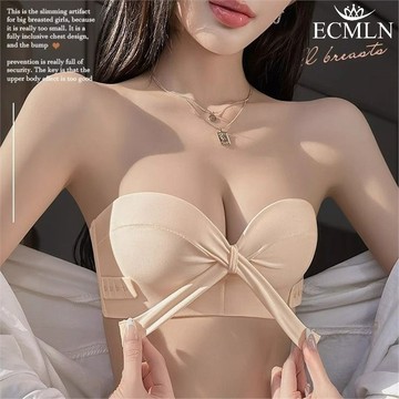 ECMLN 女士無縫無肩帶聚攏抹胸文胸防滑透明抹胸露背連衣裙小胸日常內衣