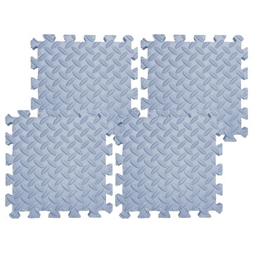 MOMOTARO 桃太郎地墊 極厚超Q樹葉紋巧拼防撞瑜珈墊 附雙邊條  64 x 64 x 2.5cm  藍灰色  4片