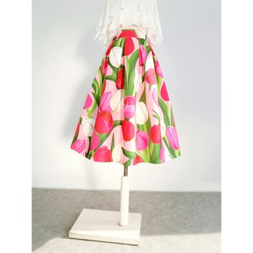 子未伊 吵美原創設計秋春夏就像花仙子一樣 郁金香女高腰半身傘裙