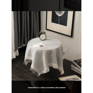 北歐茶幾墊桌布INS風灰白床頭柜布罩長方桌書桌臺布防塵圓桌蓋布