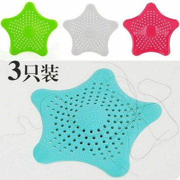 3個吸盤式水槽防堵塞地漏海星硅膠下水道口過濾器浴室管道過濾網
