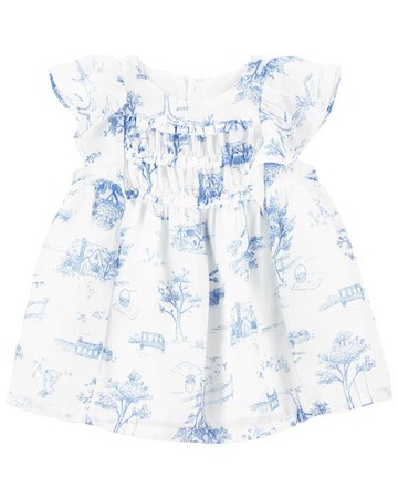 Baby Toile Print Crepe Dress