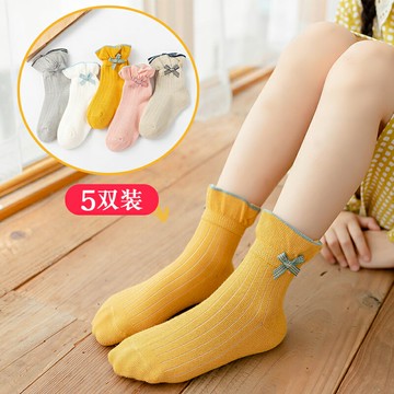 兒童襪子春秋冬季純棉女童中筒襪小女孩蝴蝶結公主襪寶寶地板棉襪