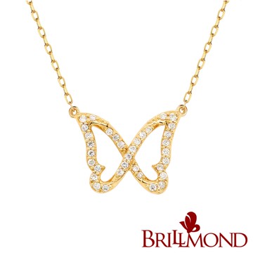 【BRILLMOND】輕珠寶10分18K黃金蝴蝶鑽石套鍊(天然鑽石總重10分 全18K金台+鍊)