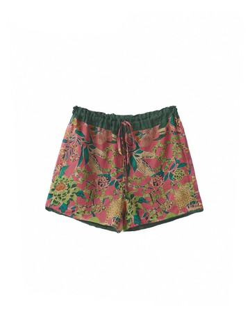 復古文青 亞麻印花短褲 休閒褲