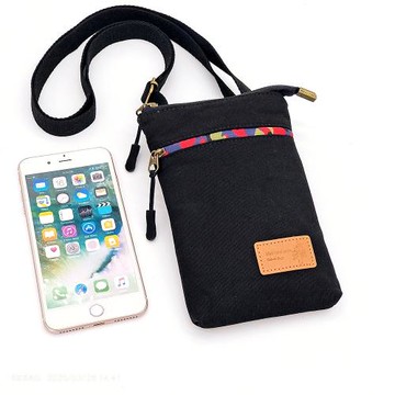 新款五彩三層布包7寸大屏斜挎手機包 可掛脖子胸包女包