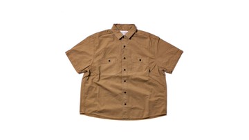 POLER WASHED S/S POCKET BUTTON DOWN SHIRT 水洗工裝短袖襯衫 卡其色 - L