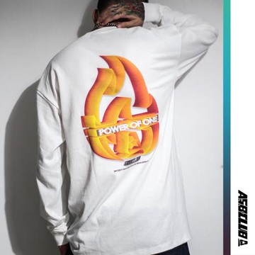 來福葉店3D火焰長袖T恤tee街頭滑板西海岸寬松小領非潮牌逆潮流