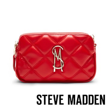 STEVE MADDEN-BMARVIS-Y 金飾菱格紋斜背小包-紅色