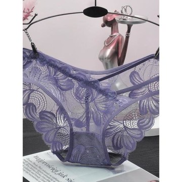 4條 性感女士內褲蕾絲網紗舒適時尚夏季三角褲透氣鏤空舒適棉質襠