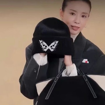 2024新款董潔同款蝴蝶毛線帽女秋冬季百搭針織冷帽保暖護耳顯臉小