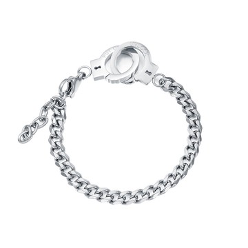 《316小舖》今天特價【N343】(優質鈦鋼手鍊-個性設手銬手鍊/女手鍊/時尚百搭手飾/銀手鍊/黑手鍊/玫手鍊)