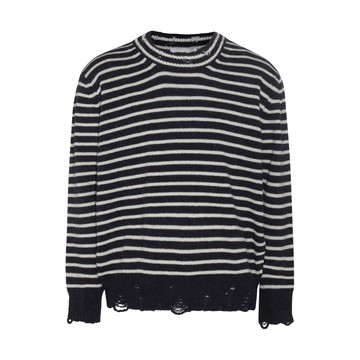 Ami Paris - Blue And White Wool Stripe Sweater