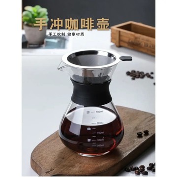 [福利商品]24-1_手沖滴漏式帶濾網咖啡壺套組-400ml-1組
