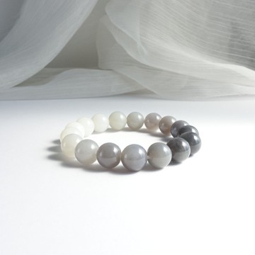 I 平安 舒緩壓力 I 12mm 煙紫漸變和田玉手環