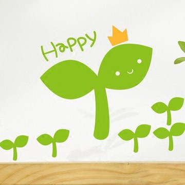 萌芽植物花卉墻貼紙 兒童房幼兒園 裝飾貼紙玻璃貼 可愛綠芽1入