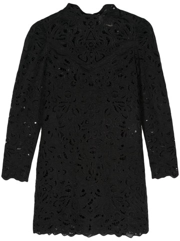 ISABEL MARANT - broderie anglaise mini dress - women - Cotton/Polyester - 42 - Black
