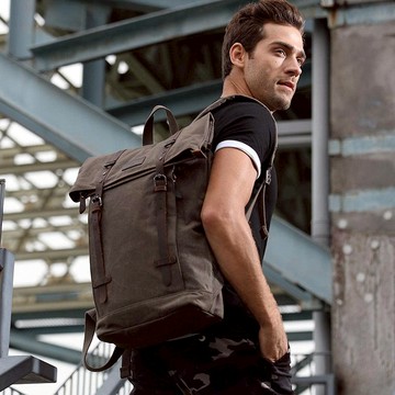 復古休閒款防水帆布背包TRP0425 質感黑