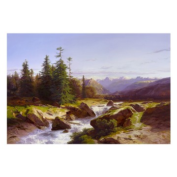 【御畫房】山谷有泉聲 國家一級畫師手繪油畫60×90cm(VF-91)