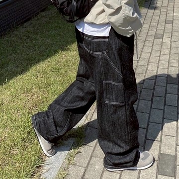 ☆LimeLight☆  原色 丹寧黑 重磅 反車線 畫家 牛仔褲 畫家牛仔褲